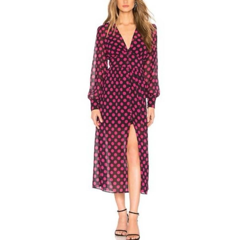 L'Academie The Phylicia Midi Dress in vibrant dot NWT size small
